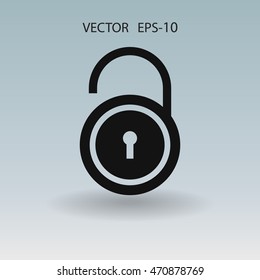 Icono plano de desbloqueo