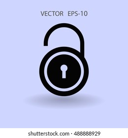 Flat icon of unlock