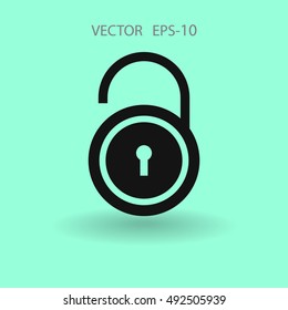 Flat icon of unlock