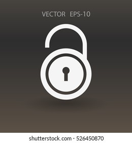 Flat icon of unlock. vector illustration