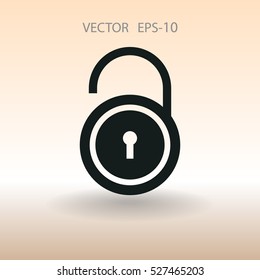 Flat icon of unlock. vector illustration