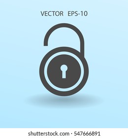 Flat icon of unlock. vector illustration