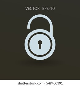 Flat icon of unlock. vector illustration