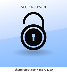 Icono plano de desbloqueo. ilustración vectorial