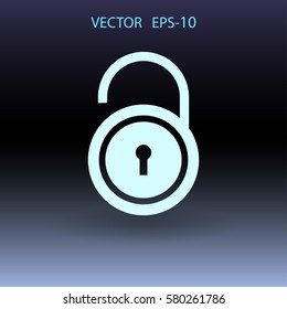 Flat icon of unlock. vector illustration