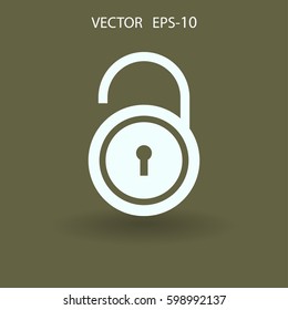 Icono plano de desbloqueo. ilustración vectorial