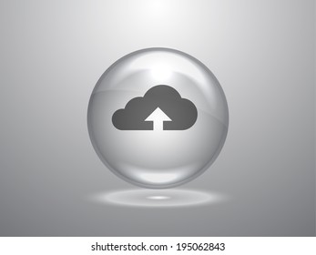 Flat icon of upload cloud
