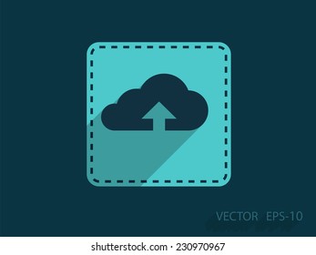 Flat icon of upload cloud