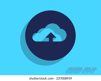Flat icon of upload cloud