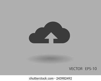 Flat icon of upload cloud