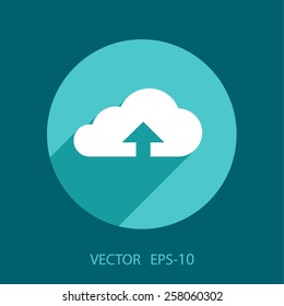 Flat icon of upload cloud