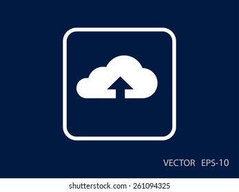 Flat icon of upload cloud