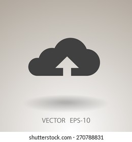 Flat icon of upload cloud