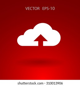 Flat icon of upload cloud