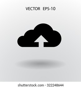 Flat icon of upload cloud