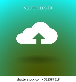 Flat icon of upload cloud