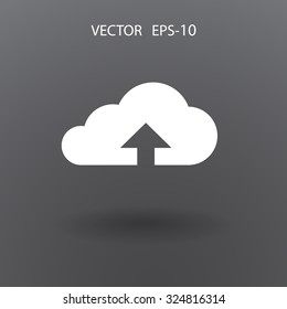 Flat icon of upload cloud