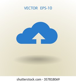 Flat icon of upload cloud