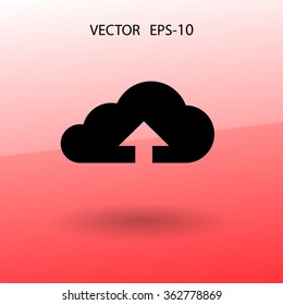 Flat icon of upload cloud