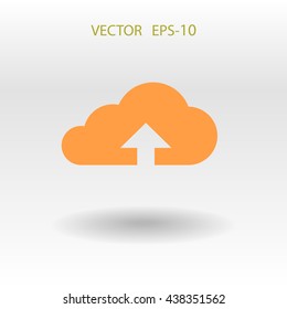 Flat icon of upload cloud