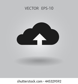 Flat icon of upload cloud