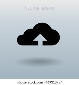 Flat icon of upload cloud