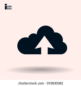 Flat icon of upload cloud