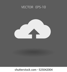 Flat icon of upload cloud. vector illustration