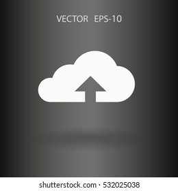 Flat icon of upload cloud. vector illustration