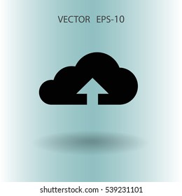 Flat icon of upload cloud. vector illustration