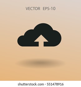 Flat icon of upload cloud. vector illustration