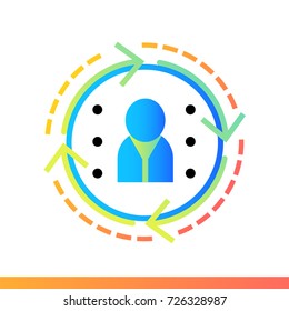 Flat icon User behavior prediction. Data science technology and machine learning process. Material design icon suitable for print, website and presentation