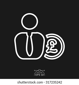 Flat icon of user and coin.