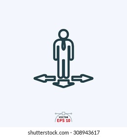 Flat icon of user with different directions.