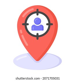 Icono plano de la ubicación del usuario con descarga premium