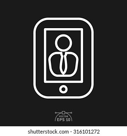 Flat icon of user in mobile screen.