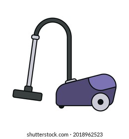 Flat icon vacuum cleaner isolated on white background. Vector illustration with editable stroke line.