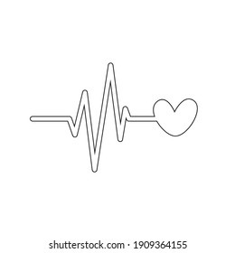 flat icon valentine heartbeat outline design