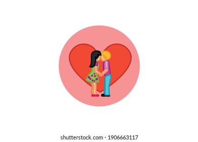 flat icon valentine people are kissing design