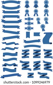 Flat icon Vector banner Ribbons background. Illustration set of blue