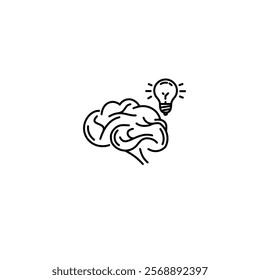 flat icon vector brain and light bulb an idea, inspiration vector idea, line art style vector design, eps vector format