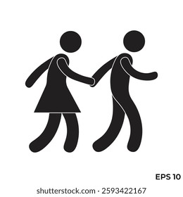 flat icon vector of couple walking holding hands