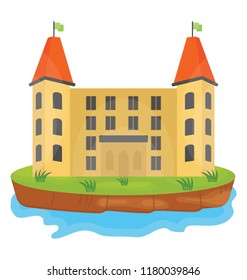 
A flat icon vector denoting castle tower 
