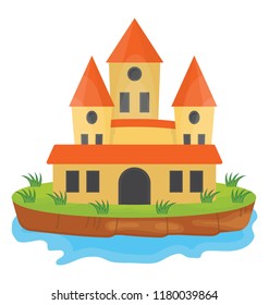 
A flat icon vector denoting castle 
