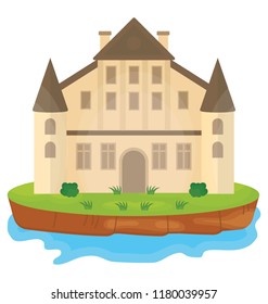 
A flat icon vector denoting castle 
