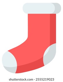 Flat icon vector design of christmas sock isolated on white background.