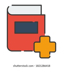 Flat icon vector design health book, suitable for icons, illustration, backgrounds, stickers, covers, banners
