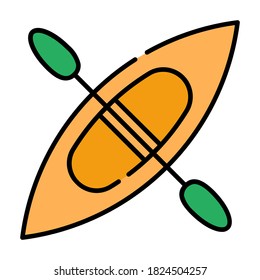 Flat icon vector design kayaking, suitable for icons, illustration, backgrounds, stickers, covers, banners