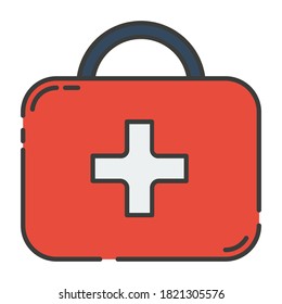 Diseño vectorial de icono plano Caja de almacenamiento de medicamentos, adecuada para iconos, ilustración, fondo, pegatinas, cubiertas, banners