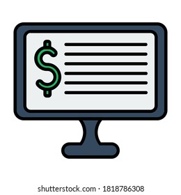 Flat icon vector design monitor cashier, suitable for icons, backgrounds, stickers, covers, banners